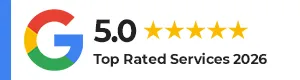 Five-star Google rating badge showcasing high client satisfaction and trust from contractors served by Alcateia in Massachusetts.
